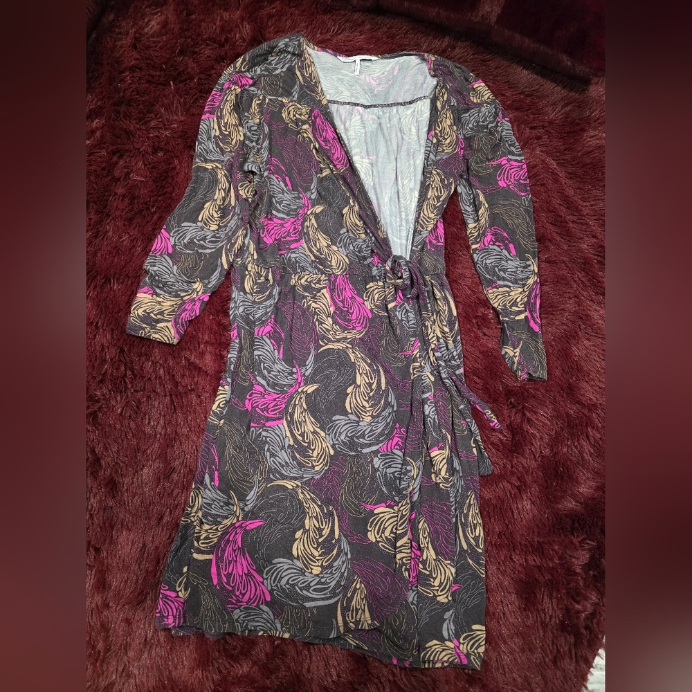 French Connection Gray and Pink Patterned Dress